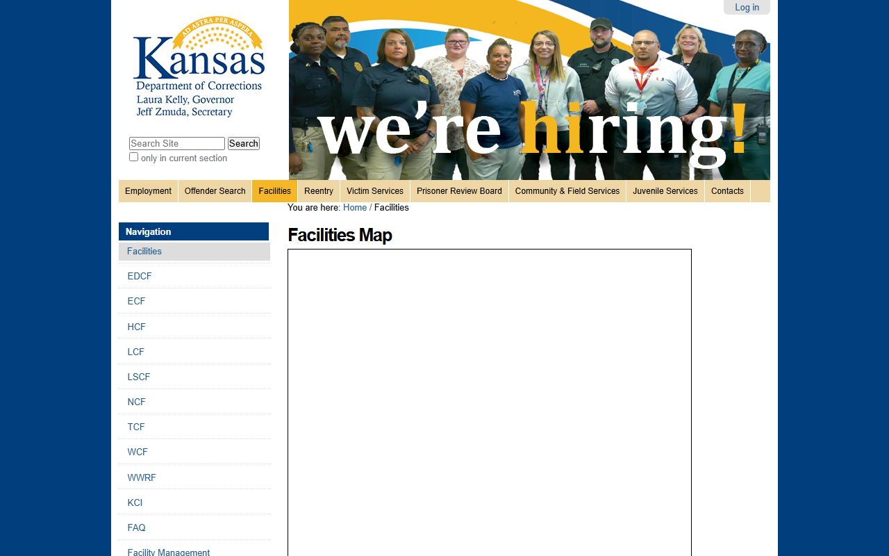 Kansas DOC facilities map for Phillips County inmate population context